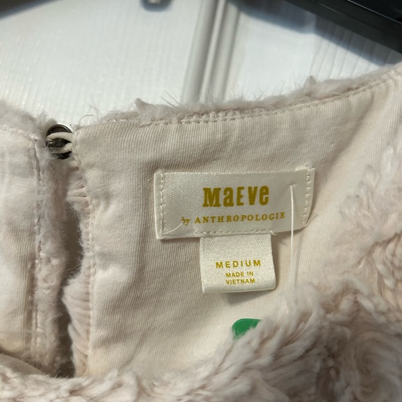 Anthropologie Maeve Cream Fuzzy Top - Picture 2 of 5